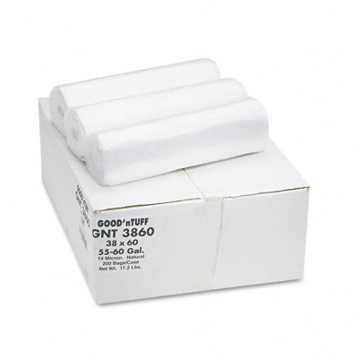 Webster GNT3860 Good nTuff Waste Can Liners 55-60 gallon 12 microns 38 x 58 Natural 200/ctn