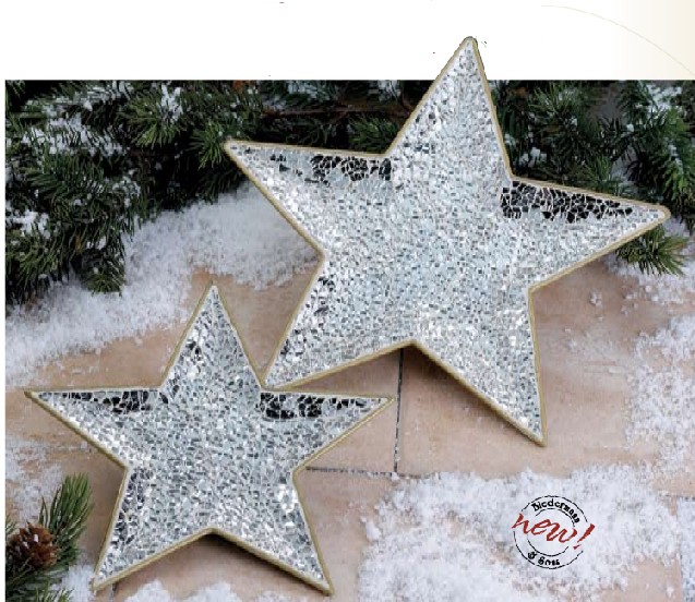Biedermann Sons HJ227LGC Large Silver Crackle Glass Star Plate Case of 6