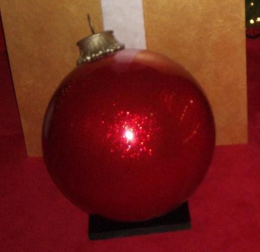 10 Inch Red Glitter Ball Oversized Ornament