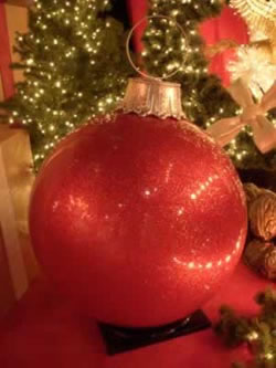84 Inch Red Gloss Glitter Ball Oversized Ornament