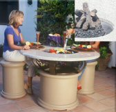 California Outdoor Concepts 201A-BK-FP-PEB Del Mar-Black-Fire Pit-Gas Logs-Pebble Granite-LP Gas