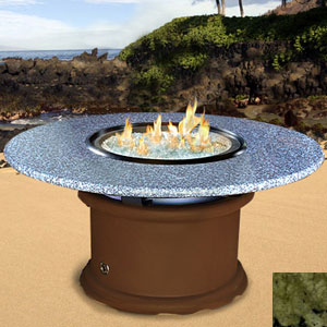 California Outdoor Concepts 201A-CB-PG1-SEA Del Mar-Chocolate Brown-Fire Pit-Clear Glass-Sea Green Granite-LP Gas