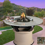 California Outdoor Concepts 201C-AD-PG1-SEA Del Mar-Chat-Adobe-Fire Pit-Clear Glass-Sea Green Granite-LP Gas