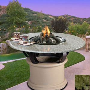 California Outdoor Concepts 201C-BK-FP-SUN Del Mar-Chat-Black-Fire Pit-Gas Logs-Sunset Gold Granite-LP Gas