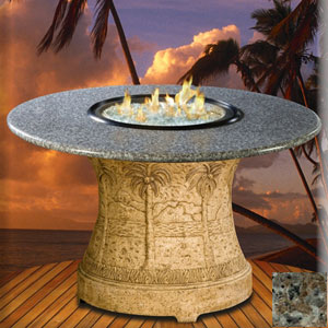 California Outdoor Concepts 201C-CB-FP-PEB Del Mar-Chat-Chocolate Brown-Fire Pit-Gas Logs-Pebble Granite