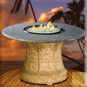 California Outdoor Concepts 201C-CB-FP-SEA Del Mar-Chat-Chocolate Brown-Fire Pit-Gas Logs-Sea Green Granite-LP Gas