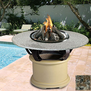 California Outdoor Concepts 201C-SG-FP-PEB Del Mar-Chat-Sage-Fire Pit-Gas Logs-Pebble Granite-LP Gas