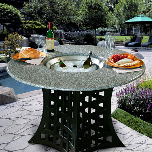 California Outdoor Concepts 401A-BR-FP-SEA LaCosta-Brown-Fire Pit-Gas Logs-Sea Green Granite-LP Gas