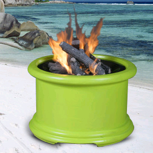 California Outdoor Concepts Key West-PG1 Island Series-Sage-Fire Pit-Clear Glass-LP Gas