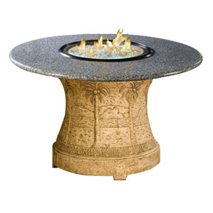 California Outdoor Concepts PS-DH-FP-SEA Palm Series-Dining Height-Fire Pit-LP Gas-Gas Logs-Sea Green Granite