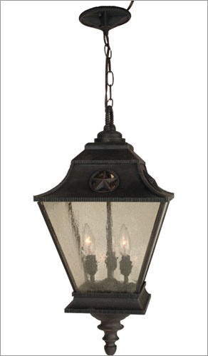 Craftmade Z1411-07 Chaparral Three Light Outdoor Hanging Lantern in Rust