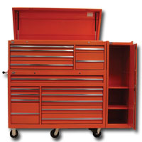 International VRX5616OR 56 Inch 3 Piece Tool Box Extra Wide Combo With Side Box - Orange
