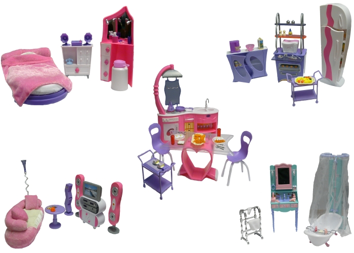 FeeNix - FX-5F - 5 in 1 Dollhouse Furniture Set