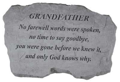 Kay Berry- Inc. 98120 Grandfather-no Farewell Words Were Spoken - Memorial - 16 Inches X 10.5 Inches X 1.5 Inches