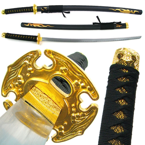 Trademark Poker 20-84535 Flaming Samuarai Ninja Sword With Black Handle - 40 Inches