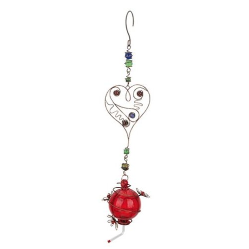 Red Carpet Studios - 41124 - Hummingbird Feeder - Heart Red Glass