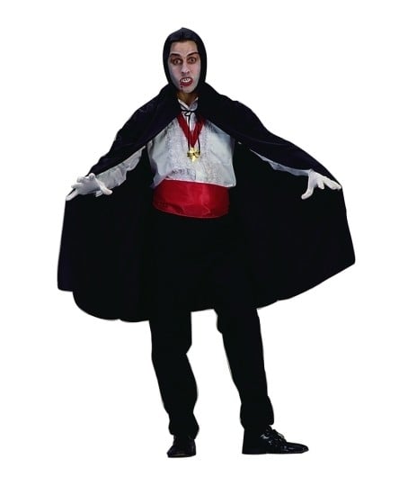 Black Nylon Hooded Costume Cape - 45 Inches