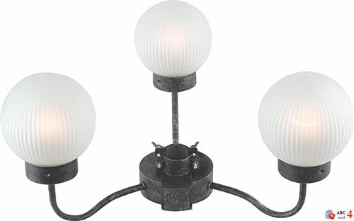 Three Frosted Ribbed Globe Patio Umbrella Lamp