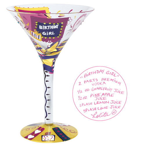 Santa Barbara Design Studio GLS45530R Lolita Martini Glass Birthday Girl