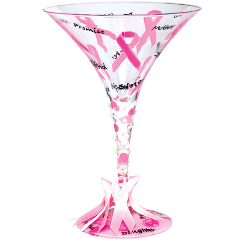 Santa Barbara Design Studio GLS45590P Lolita Martini Glass Pink Ribbon