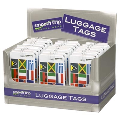 Smooth Trip ST-LT6002-DISP International Flags 24 Piece Luggage Tag Display