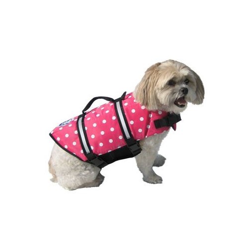 Paws Aboard PA-PP1400 Medium Designer Doggy Life Jacket Pink Polka Dot 20 - 50 Lbs.