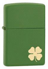 Zippo 21032 Windproof 4 Leaf Clover Lighter in Moss Green Matte