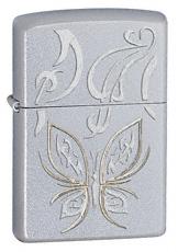 Zippo 24339 Windproof Golden Butterfly Satin Chrome Lighter