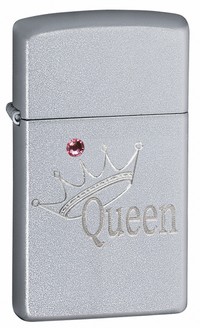 Zippo 24572 Windproof Queen Slim Satin Chrome Lighter with Swarovski Crystal