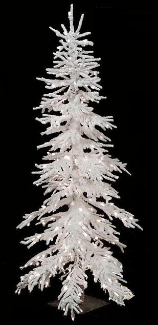 Autograph Foliages C-1098 - 7 Foot Heavy Flocked Pistol Pine Tree - Clear LED Lights