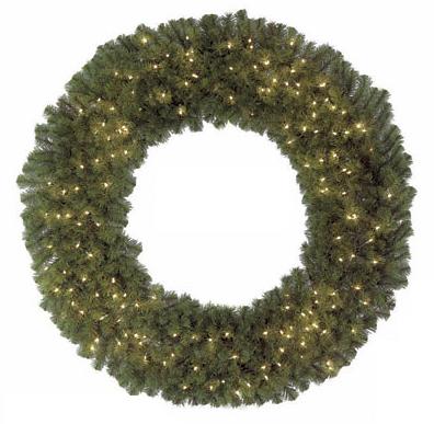 C-4381 - 60 Inch Virginia Pine Wreath - Green - Clear Lights