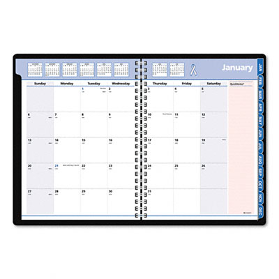AtAGlance 76PN0605 QuickNotes Breast Cancer Edition Monthly Planner 81/4 x 107/8 Black
