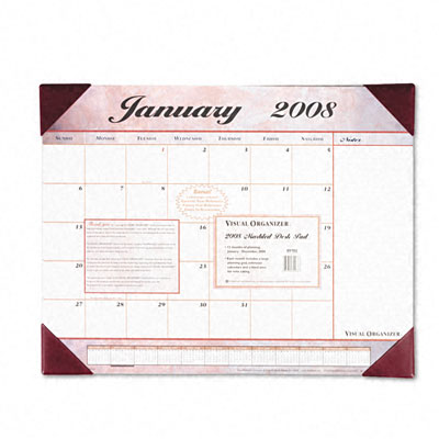 89702 Marbleized Monthly Desk Pad Calendar 22 X 17 Burgundy