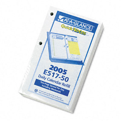 E51750 Quicknotes Two-color Daily Desk Calendar Refill 3-1/2w X 6h