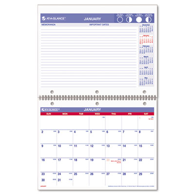 Pm17028 Wirebound Desk/wall Monthly Calendar 11 X 8-1/2 Pages 11 X 17 Overall