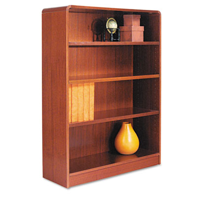Alera BCR44836MC Radius Corner Bookcase Finished Back Wood Veneer 4Shelf 36x12x48 Cherry