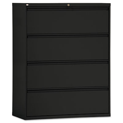 Alera LA544254BL Four-Drawer Lateral File Cabinet 42w x 19-1/4d x 54h Black