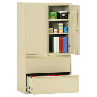 Alera LA563619PY Two-Drawer Lateral File Cabinet with Storage 36w x 19-1/4d x 65-1/4h Putty