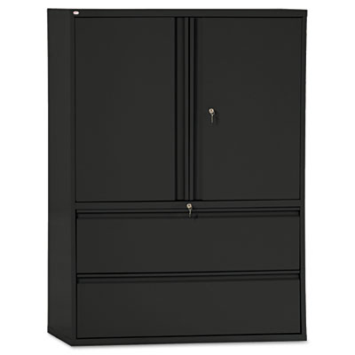 Alera LA564219BL TwoDrawer Lateral File Cabinet with Storage 42w x 191/4d x 651/4h Black