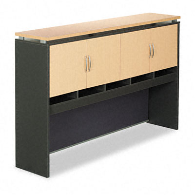 Alera SV267215CM Seville Series Enclosed Storage Hutch 72w x 15d x 44h Maple Charcoal by Alera