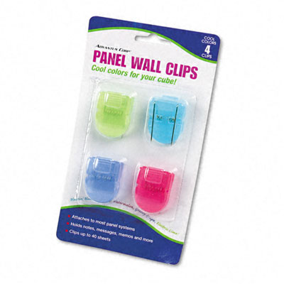 Advantus 75306 Fabric Panel Wall Clips Standard Size Assorted Colors Four Per Pack