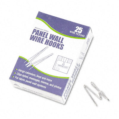 Advantus 75370 Panel Wall Wire Hooks Silver 25 Hooks per Pack