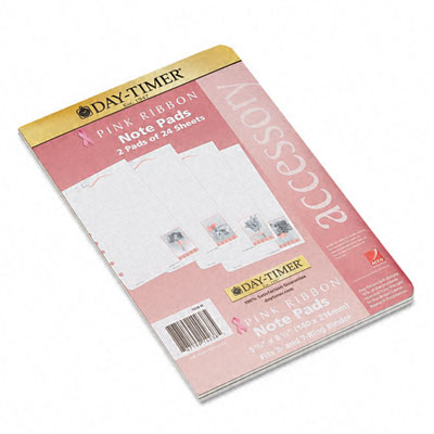 Day-Timer 14238 Pink Ribbon Notepads for Organizer 5-1/2 x 8-1/2 Two 24-Sheet Pads