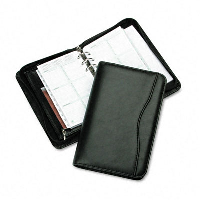 Day-Timer 82131 Avalon Leatherlike Vinyl Zippered Organizer Starter Set 3-3/4 x 6-3/4 Black