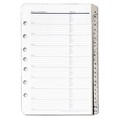 Franklin Covey 27222 Address/Phone Refill for Organizer AZ Tabs 51/2 x 81/2