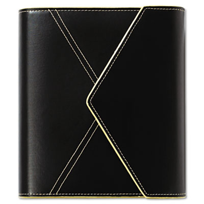 Franklin Covey 33947 Envelope-Style Simulated Leather Ring Bound Organizer 5-1/2 x 8-1/2 Black