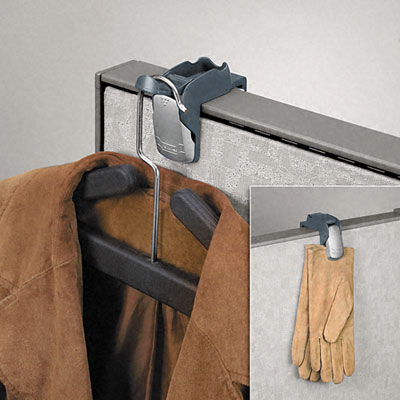 Fellowes 7501101 Pro Series Partition Additions Coat Hook & Clip 1-5/8w X 3h Slate Gy