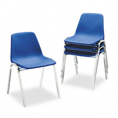 HON 10014BLU Stackaways Seating Shell Chairs Blue with Chrome Frame Four/carton
