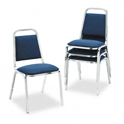 HON 1081AB90 Deluxe Stacking Chair Square Back Blue Fabric/Chrome Frame Four/Carton