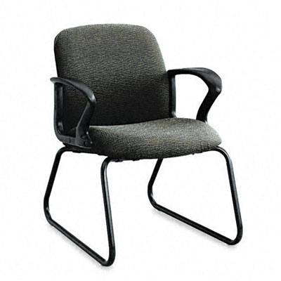 HON 2073BW19T Gamut Series Guest Chair Black Loop Arms/Sled Base Iron Gray Fabric